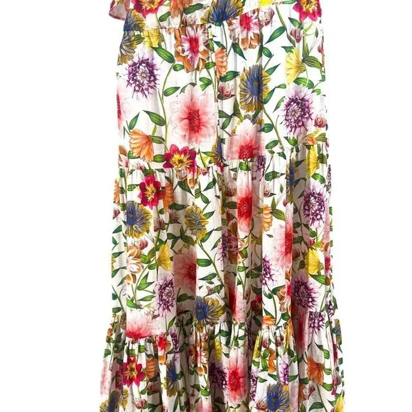 NEW Borgo De Nor Petra One Shoulder Ruffle Midi Dress Tiered Floral Print - Picture 10 of 16